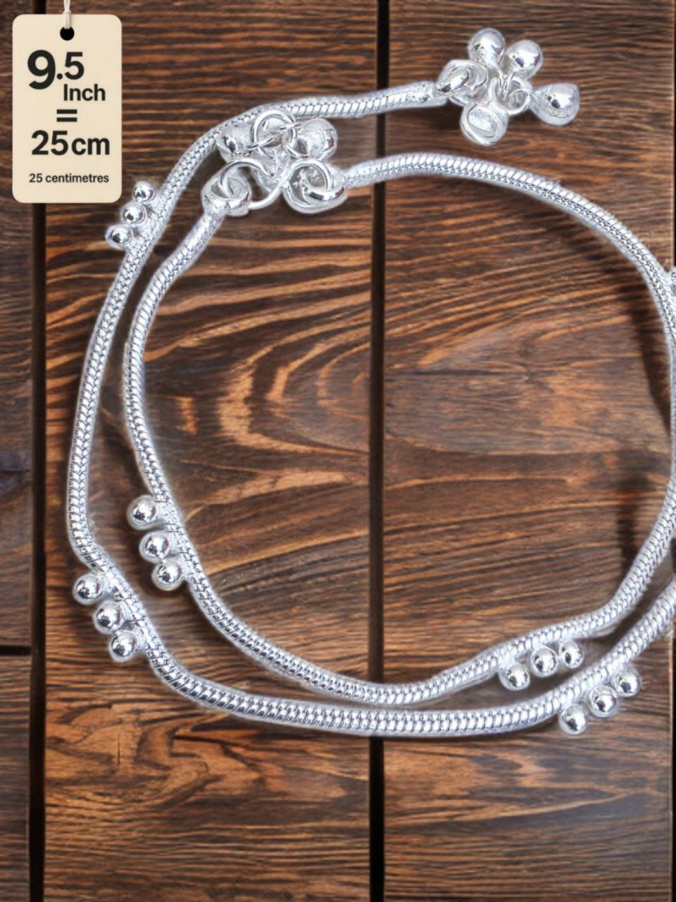 light wight German silver-toned traditional anklets Silver plated 2-Piece Set-9.5 Inc