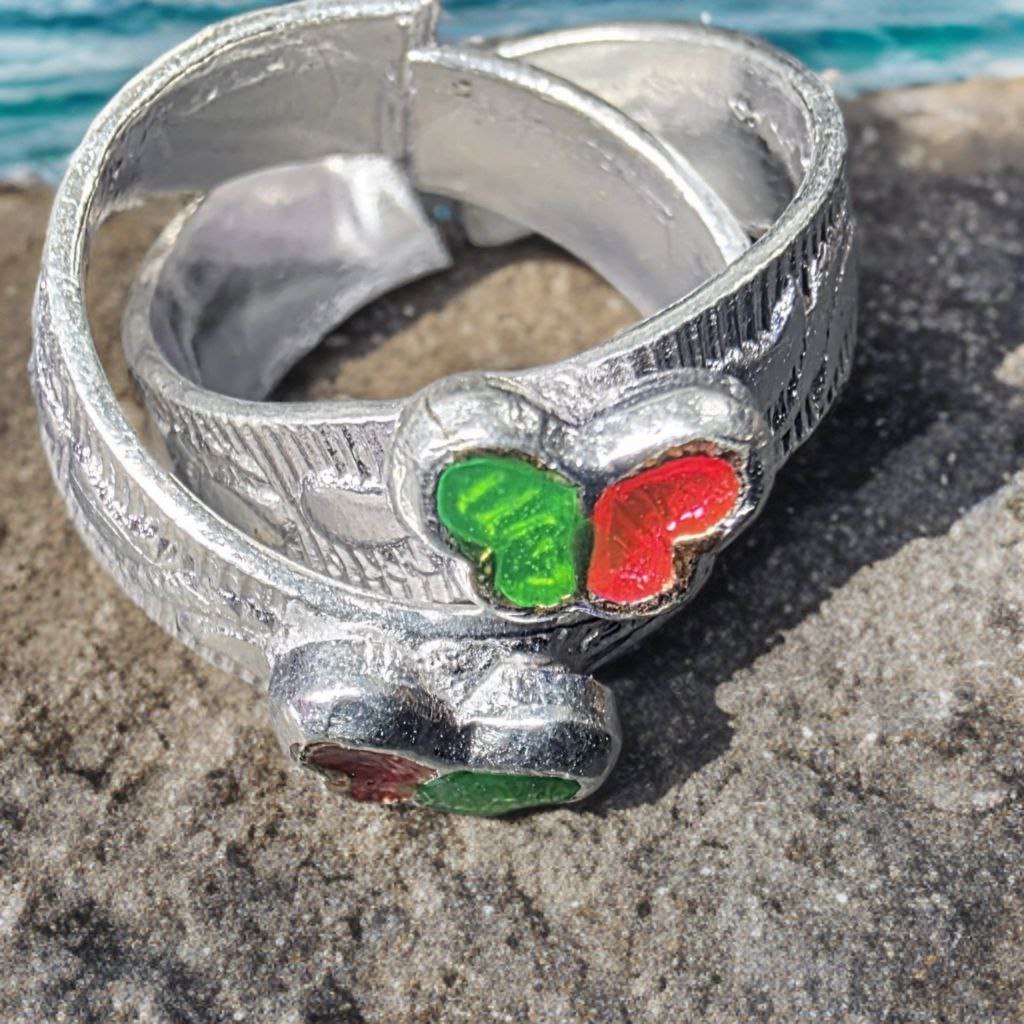 German Silver Toe Ring with Amethyst and Orange Stone, Adjustable Band, Contemporary Style, 2.5 cm