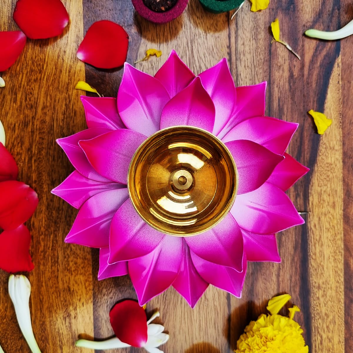 Brass Table Diya  (Height: 15 inch)