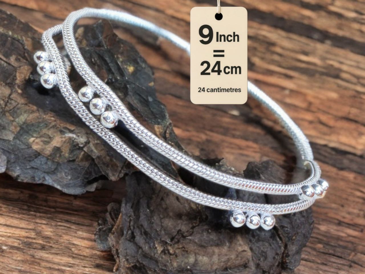 light wight German silver-toned traditional anklets Silver plated 2-Piece Set-9 Inc