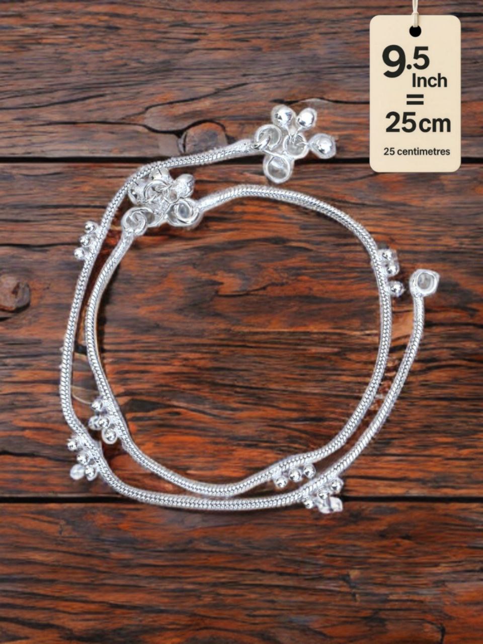 light wight German silver-toned traditional anklets Silver plated 2-Piece Set-9.5 Inc