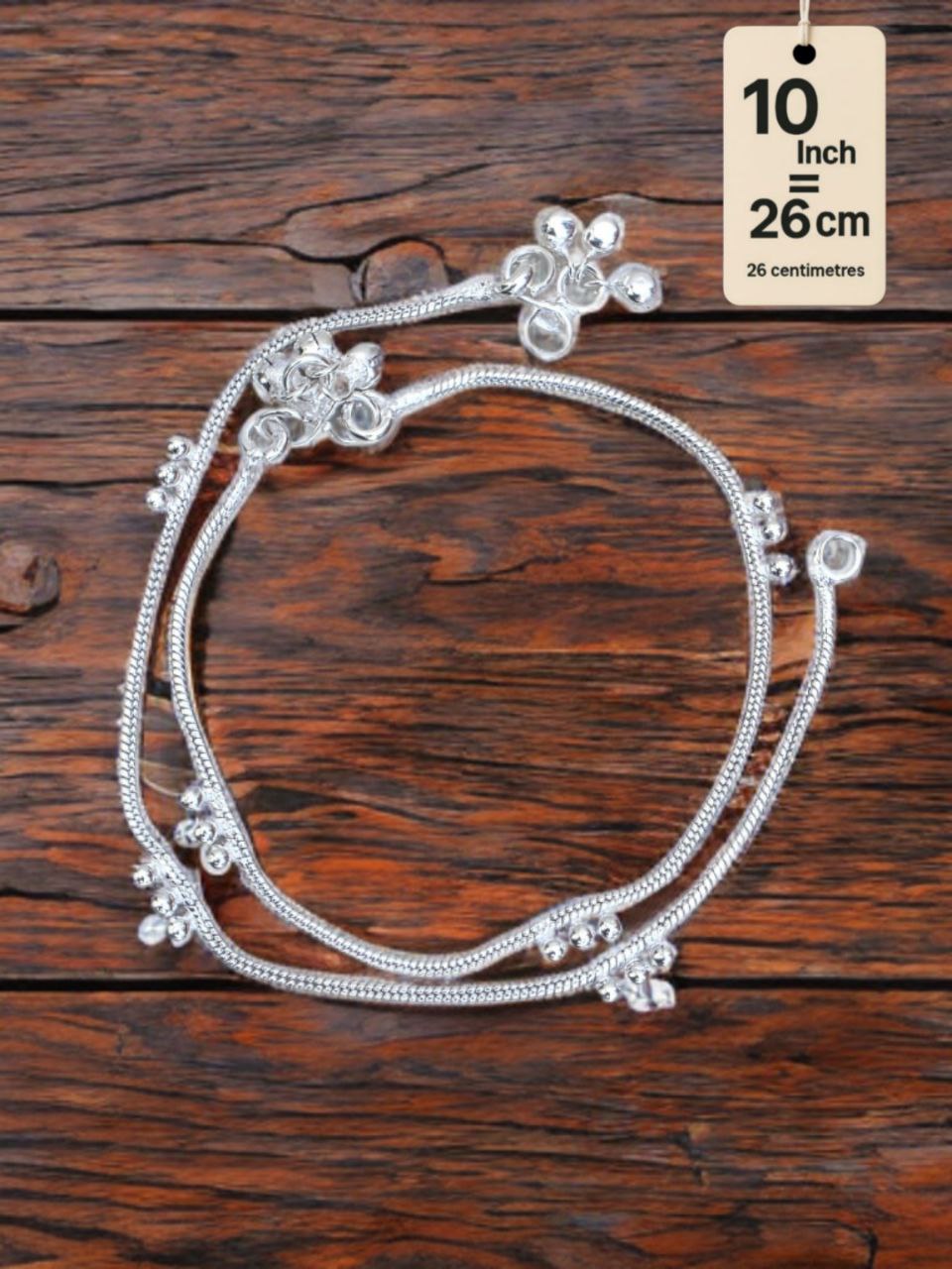 light wight German silver-toned traditional anklets Silver plated 2-Piece Set-10Inc