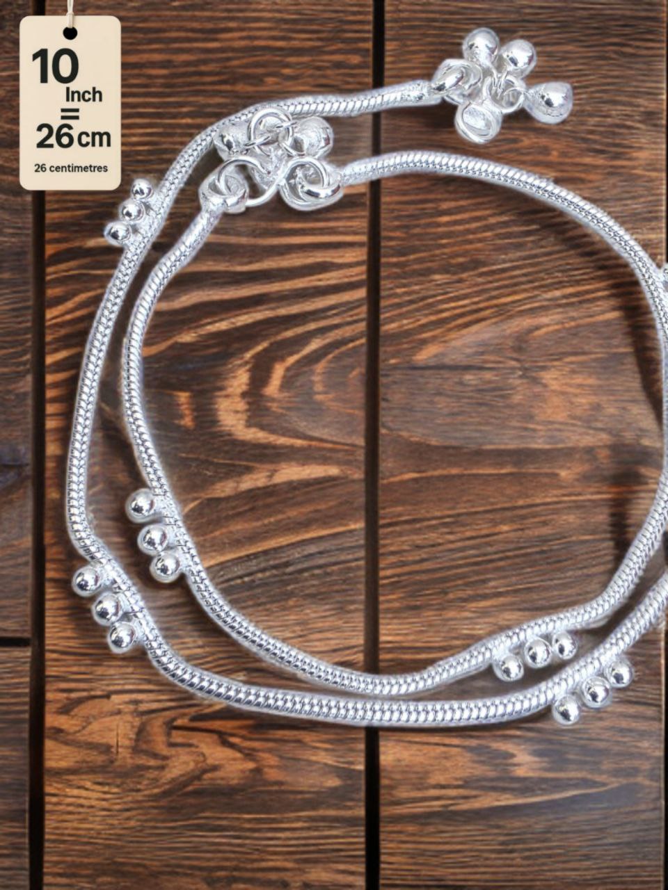 light wight German silver-toned traditional anklets Silver plated 2-Piece Set-10Inc