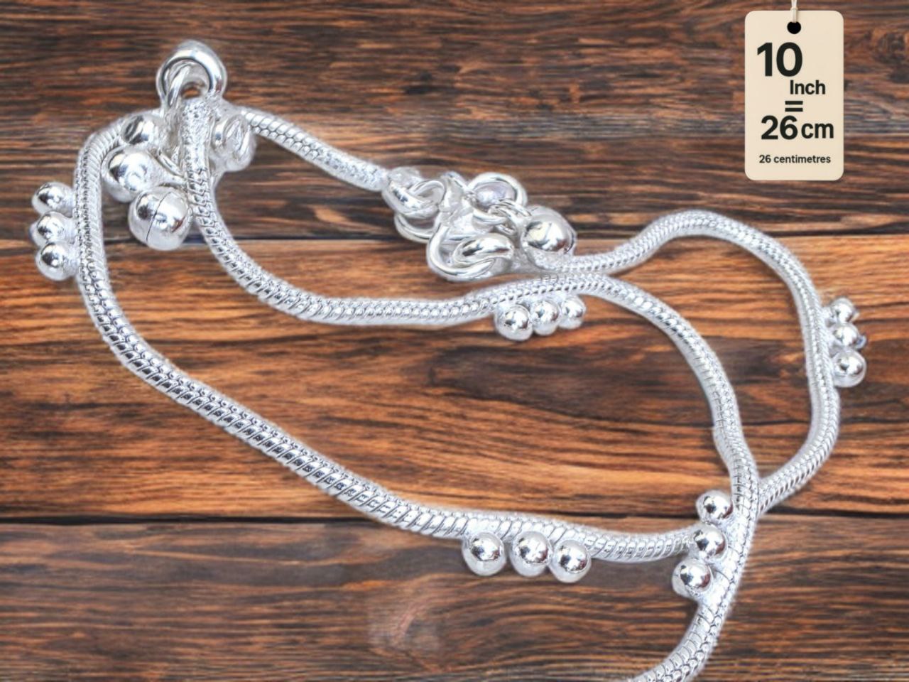 light wight German silver-toned traditional anklets Silver plated 2-Piece Set-10Inc