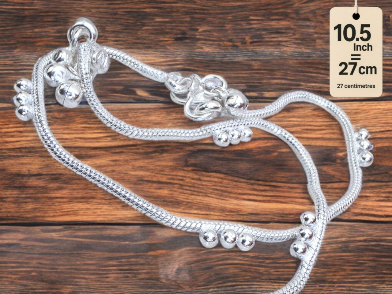 light wight German silver-toned traditional anklets Silver plated 2-Piece Set-10.5Inc