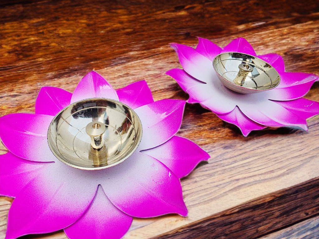 Brass Table Diya  (Height: 15 inch)