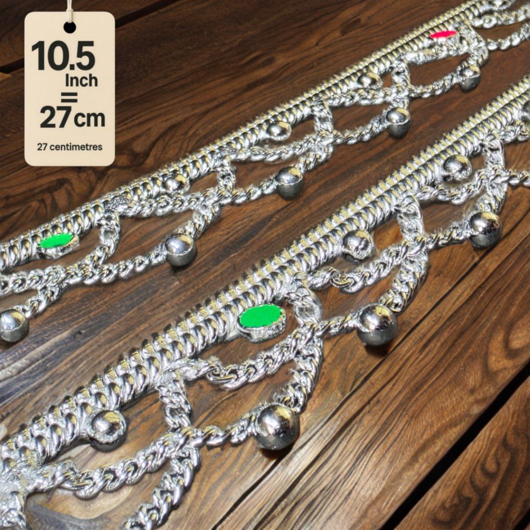 German Silver -Silver Plated Common sunflower Anklet with NON-Adjustable Size, Contemporary Style, Silver PLATED, 2-Piece Set-10.5 Inch Coloured Heart Details, Set of 2