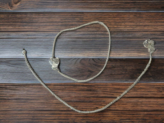 Unique Lightweight White Metal Silver Plated Anklets, NON-Adjustable Size, Contemporary Style, Silver PLATED, 2-Piece Set- free size-1