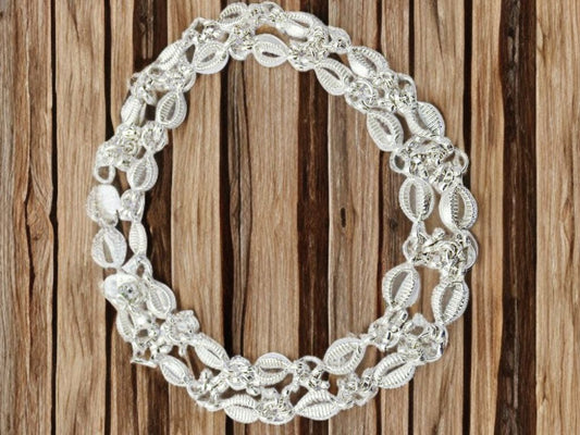 Unique Lightweight White Metal Silver Plated Anklets, NON-Adjustable Size, Contemporary Style, Silver PLATED, 2-Piece Set- free size-1