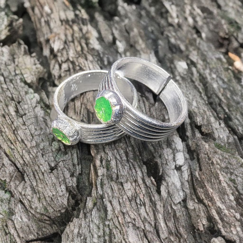 German Silver Toe Rings Set, Traditional Floral Design, Adjustable Size, Accents, Pack of 2