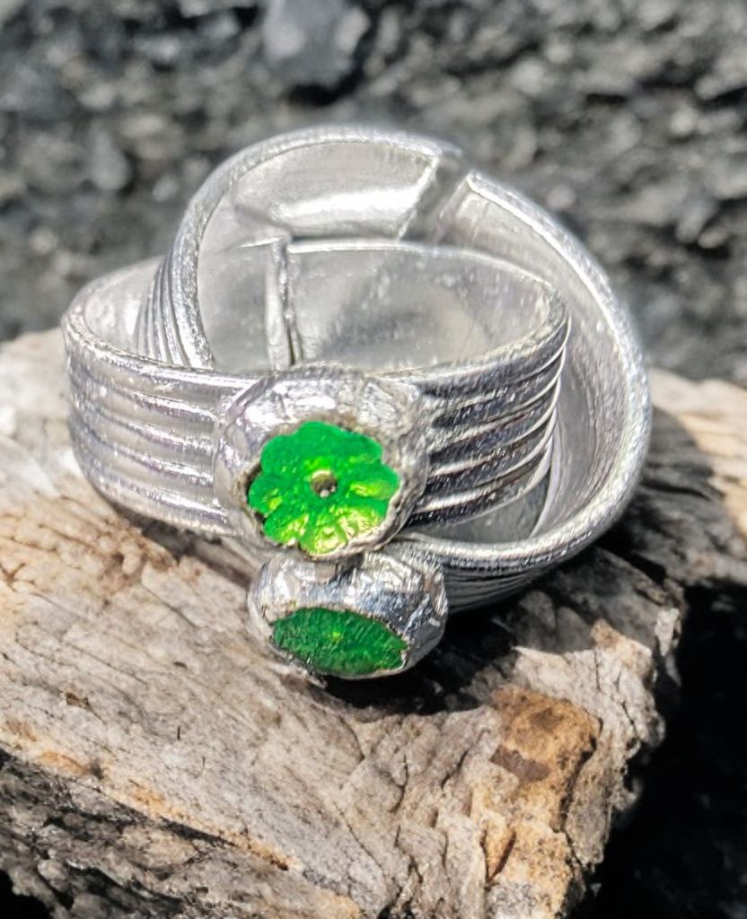 German Silver Toe Rings Set, Traditional Floral Design, Adjustable Size, Accents, Pack of 2