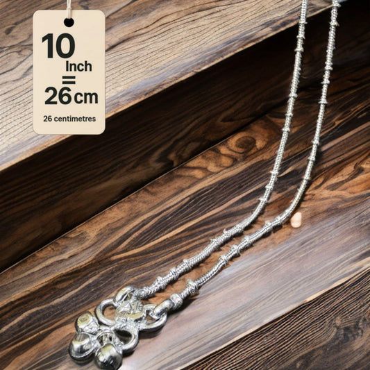 Unique Lightweight White Metal Silver Plated Anklets, NON-Adjustable Size, Contemporary Style, Silver PLATED, 2-Piece Set-10 Inch