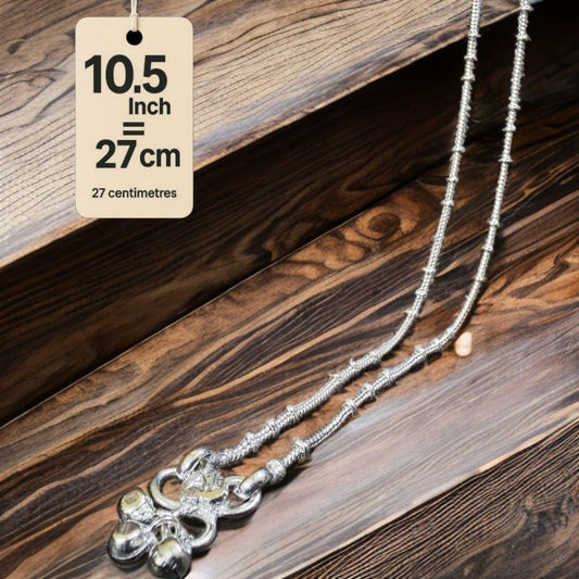 Unique Lightweight White Metal Silver Plated Anklets, NON-Adjustable Size, Contemporary Style, Silver PLATED, 2-Piece Set-10.5 Inch