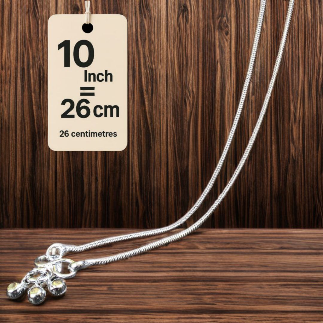 Plain Lightweight White Metal Silver Plated Anklets, NON-Adjustable Size, Contemporary Style, Silver PLATED, 2-Piece Set-10 Inch