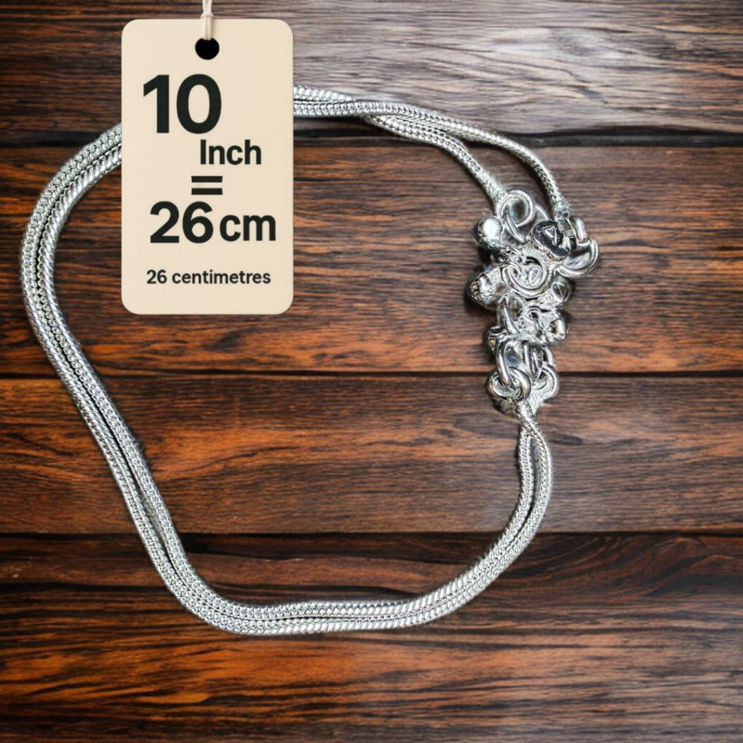 Plain Lightweight White Metal Silver Plated Anklets, NON-Adjustable Size, Contemporary Style, Silver PLATED, 2-Piece Set-10 Inch