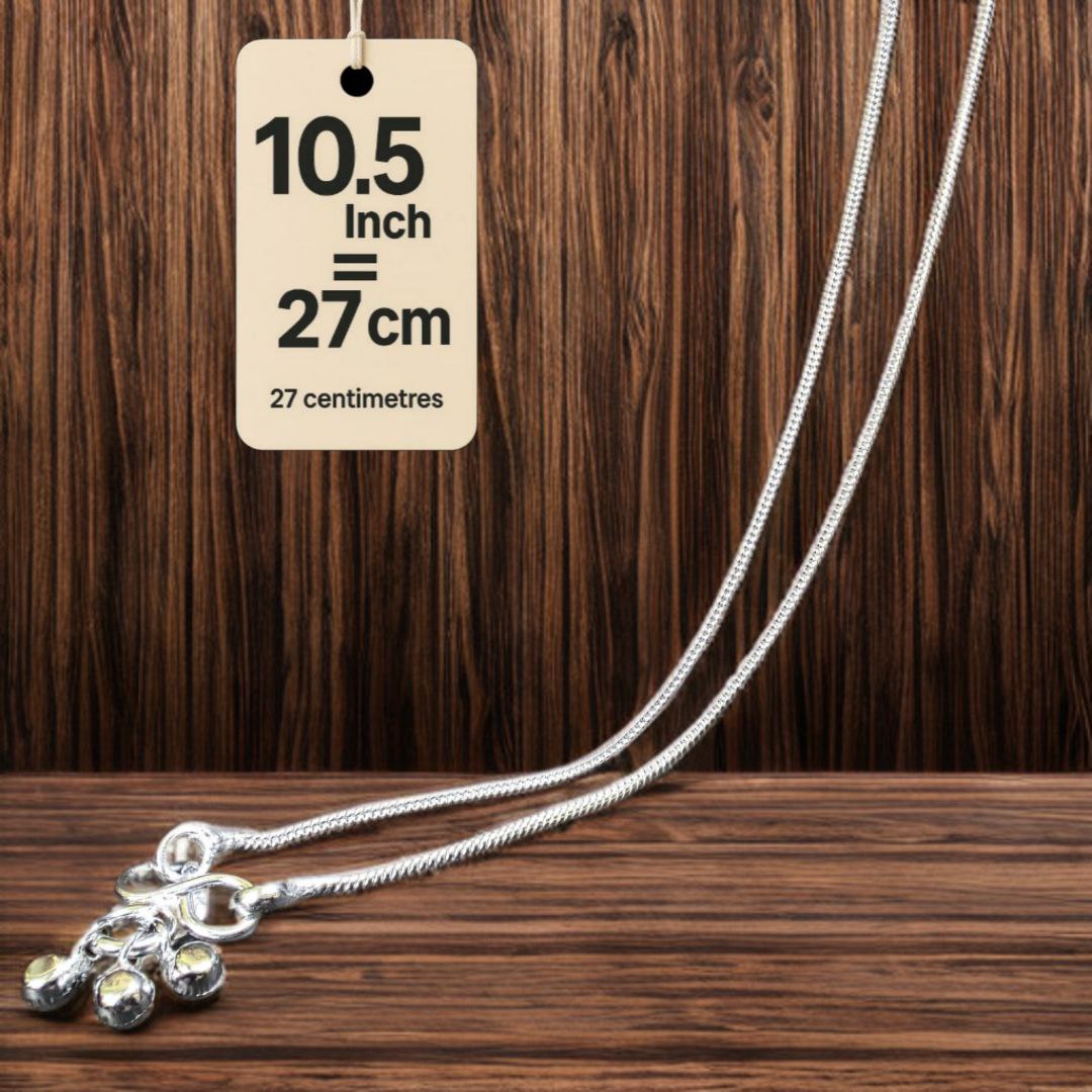 Plain Lightweight White Metal Silver Plated Anklets, NON-Adjustable Size, Contemporary Style, Silver PLATED, 2-Piece Set-10.5 Inch