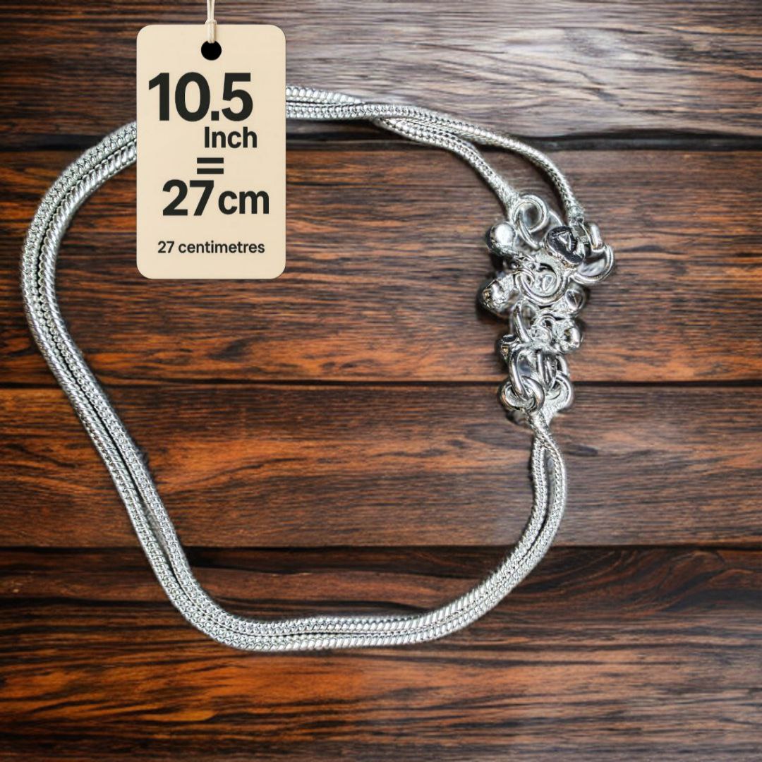 Plain Lightweight White Metal Silver Plated Anklets, NON-Adjustable Size, Contemporary Style, Silver PLATED, 2-Piece Set-10.5 Inch