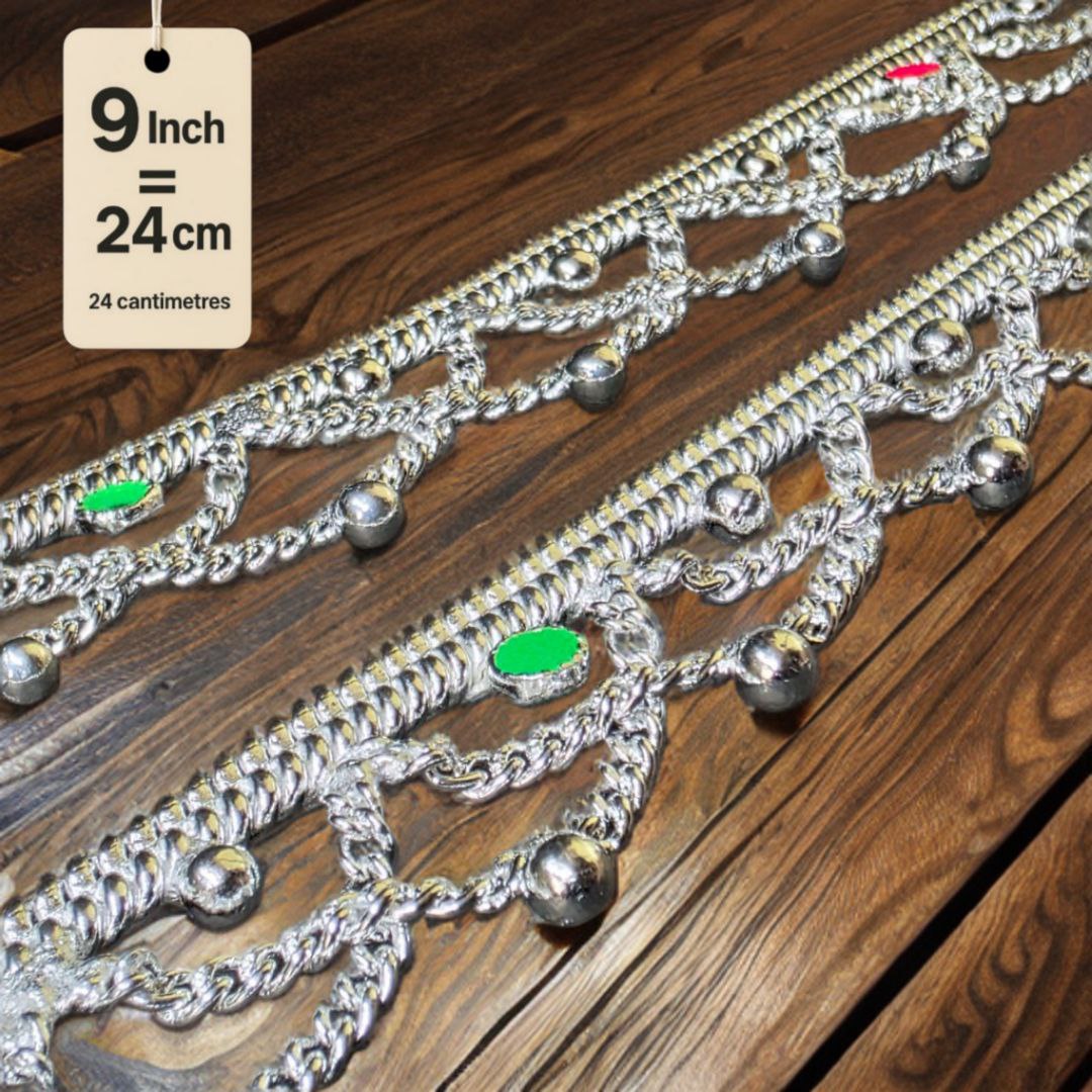 German Silver -Silver Plated Common sunflower Anklet with NON-Adjustable Size, Contemporary Style, Silver PLATED, 2-Piece Set-9 Inch Coloured Heart Details, Set of 2