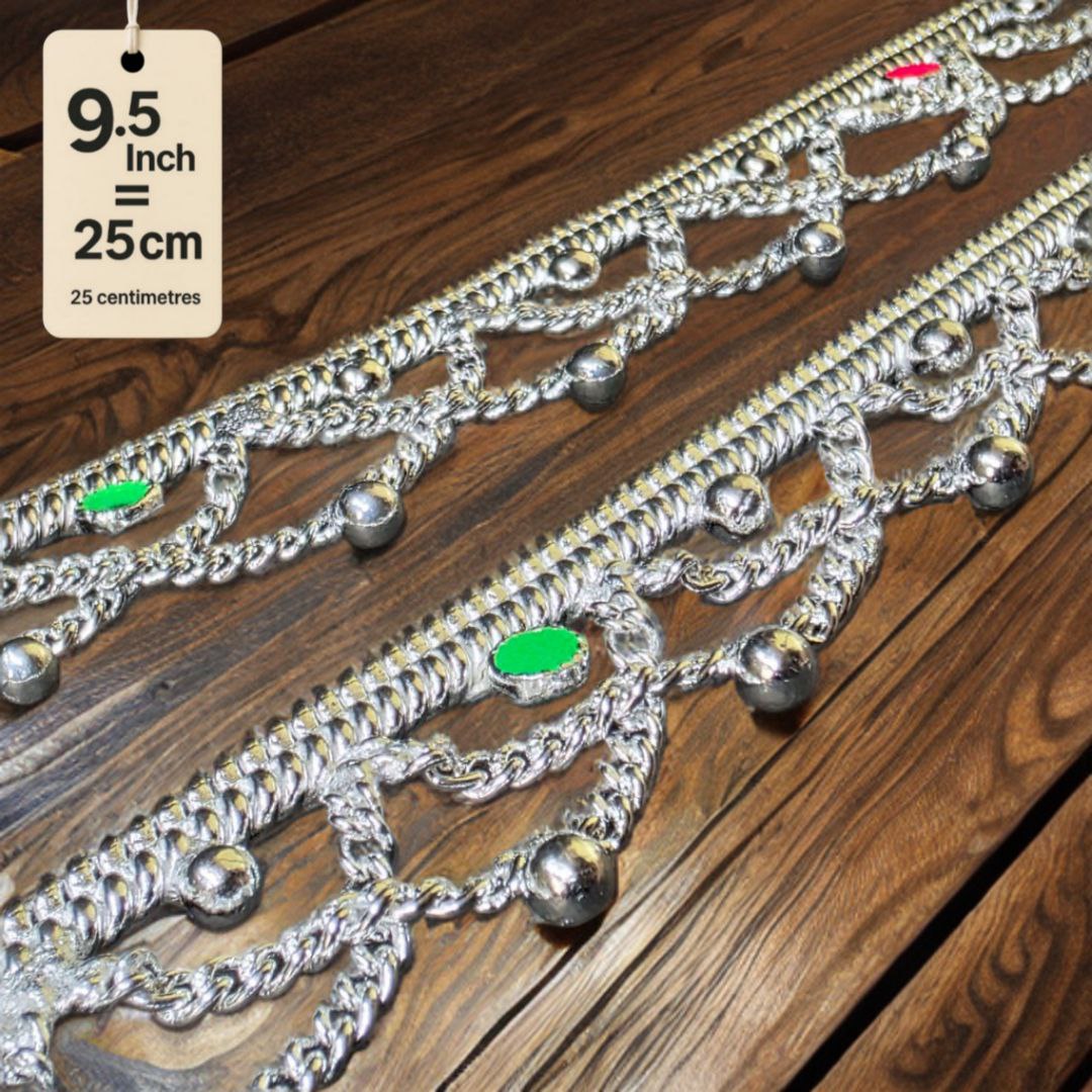 German Silver -Silver Plated Common sunflower Anklet with NON-Adjustable Size, Contemporary Style, Silver PLATED, 2-Piece Set-9.5 Inch Coloured Heart Details, Set of 2