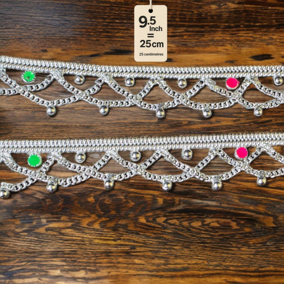 German Silver -Silver Plated Common sunflower Anklet with NON-Adjustable Size, Contemporary Style, Silver PLATED, 2-Piece Set-9.5 Inch Coloured Heart Details, Set of 2